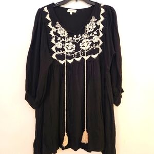 Stunning Embroidered Black Short Dress